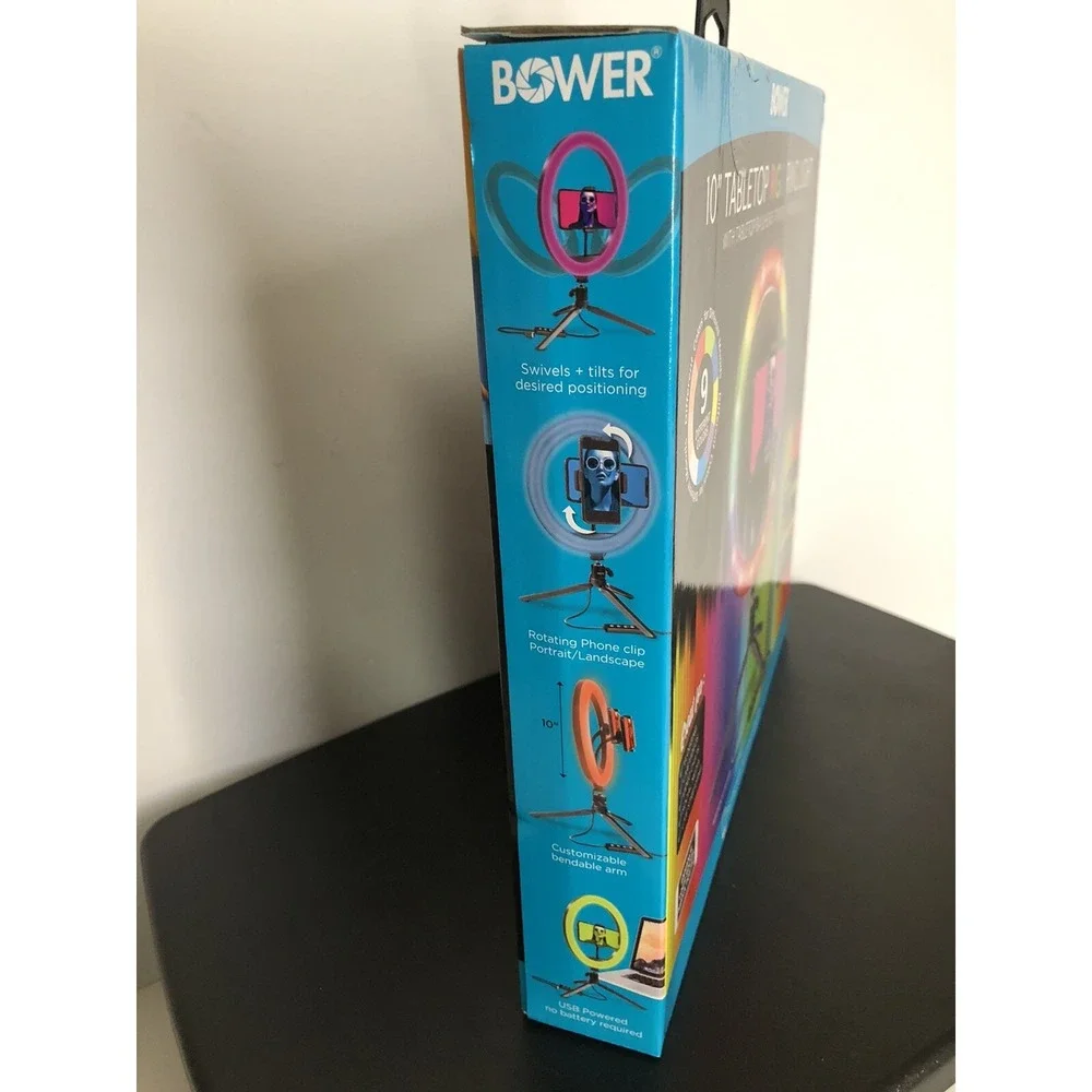 Bower‎ 10in RGB Ring Light Selfie Kit w/ Tripod 9 Colors Effects